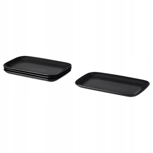IKEA FARGKLAR TALERZ CIEMNY SZARY MAT 30x18CM 4SZT