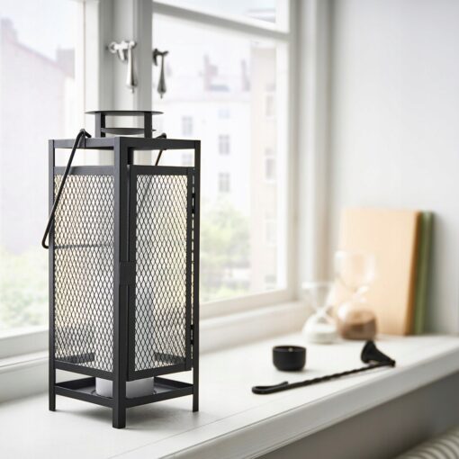 IKEA BERGGRAN Latarenka na świece kolumnowe,antracyt,34 cm - obrazek 3