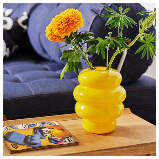 IKEA KALLARHALS Wazon,żółty, 22 cm - obrazek 3