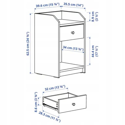 IKEA HAUGA STOLIK NOCNY BIAŁY 40x36 CM - obrazek 5