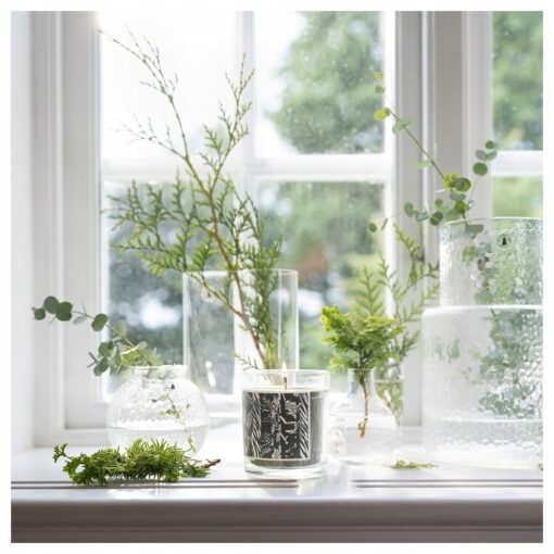 IKEA JAMTSKOGEN ŚWIECA ZAPACHOWA W SZKLE - CYPRYS I EUKALIPTUS / ZIELONA - obrazek 2