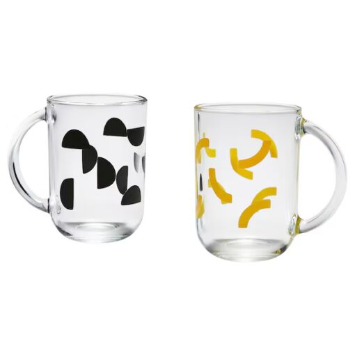 IKEA SKEDSTOR Kubek, różne kolory żółty/czarny, 30 cl
