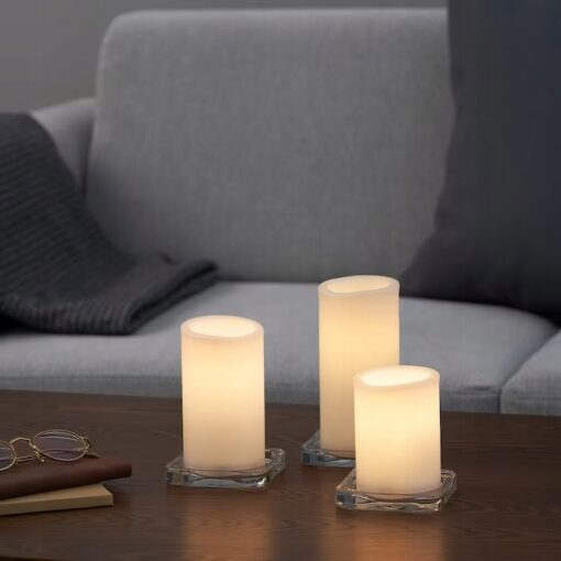 IKEA ADELLOVTRAD ŚWIECA BRYŁOWA LED BIAŁY 3 SZT. - obrazek 2