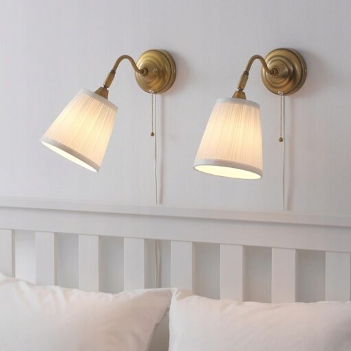 IKEA ARSTID KINKIET LAMPA ŚCIENNA MOSIĄDZ/BIAŁY - obrazek 3