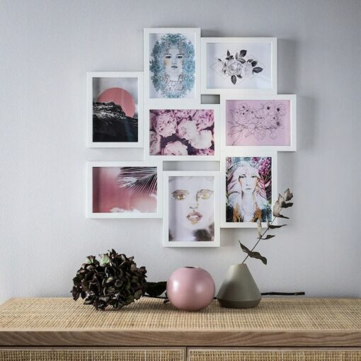 IKEA VAXBO RAMA NA 8 ZDJĘĆ BIAŁA 55x58 cm - obrazek 3
