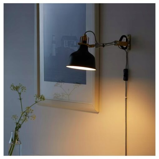 IKEA RANARP LAMPA Z KLAMRĄ ŚCIENNA CZARNA E14 - obrazek 2