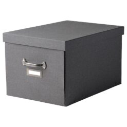 IKEA TJOG POJEMNIK Z POKRYWĄ CIEMNY SZARY 35x56x30