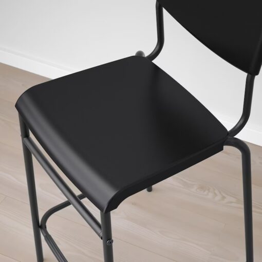 IKEA STIG STOŁEK BAROWY Z OPARCIEM CZARNY 63 CM - obrazek 5