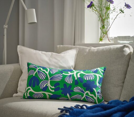 IKEA SANDMOTT Poduszka, jaskrawozielony/granatowy 30x58 cm - obrazek 3