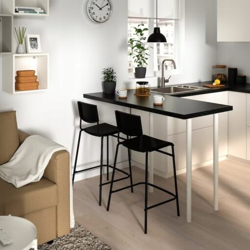 IKEA STIG STOŁEK BAROWY Z OPARCIEM CZARNY 63 CM - obrazek 2