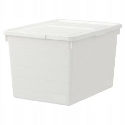 IKEA SOCKERBIT POJEMNIK Z POKRYWKĄ BIAŁY 38x51x30