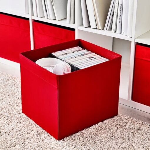 IKEA DRONA PUDEŁKO AKSAMITNE CZERWONE 33x38x33 CM - obrazek 3