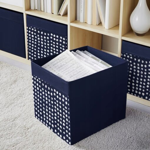 IKEA DRONA PUDEŁKO GRANATOWO-BIAŁE 33x38x33 CM - obrazek 2