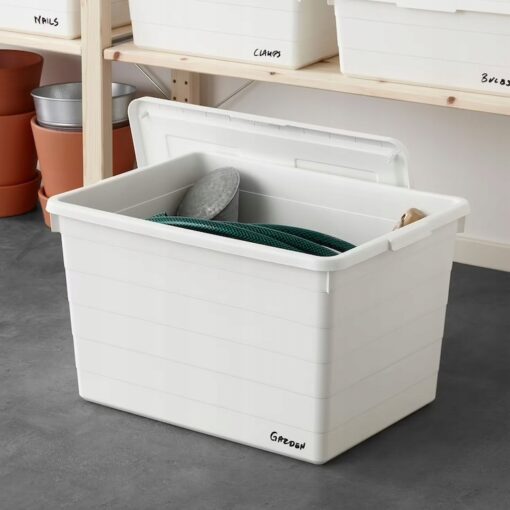 IKEA SOCKERBIT POJEMNIK Z POKRYWKĄ BIAŁY 38x51x30 - obrazek 2