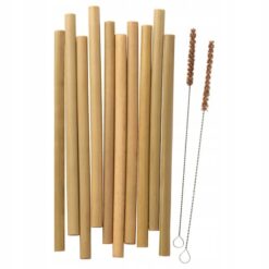 IKEA OKUVLIG SŁOMKI DO PICIA 12SZT BAMBUS+ CZYŚCIK