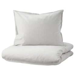KOMPLET POŚCIELI SZARY W PASKI 200X200 /50X60 IKEA