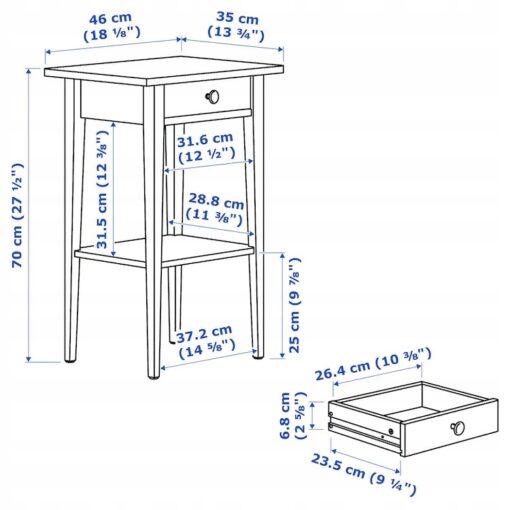 IKEA HEMNES STOLIK NOCNY BIAŁA BEJCA 46x35cm - obrazek 5