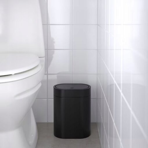 IKEA BROGRUND KOSZ Z POKRYWKĄ NA PRZYCISK CZARNY - obrazek 2