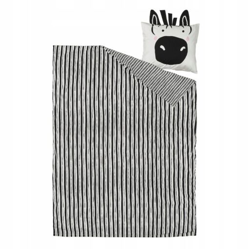 NATTHAGER Poszwa na kołdrę i poszewka,czarny biały/zebra, 150x200/50x60 cm - obrazek 2