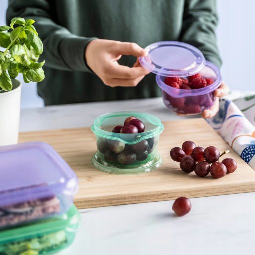 IKEA PRUTA Pojemnik na przekąski z pokrywką liliowy/zielony, 0.3 l 2 sztuki - obrazek 2