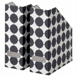 IKEA TJENA Segregator czarny biały w kropki A4, 2szt