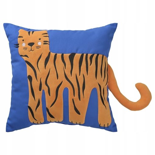 IKEA NATTHAGER Poduszka, niebieski/tygrys, 50x50 cm