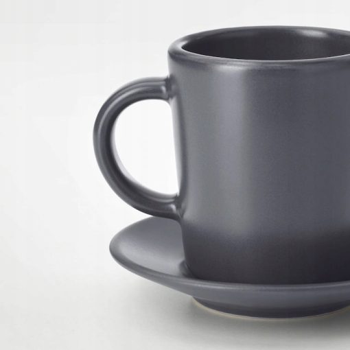 IKEA DINERA Zestaw 6 szt, Filiżanka ze spodkiem do espresso, ciemnoszary - obrazek 3