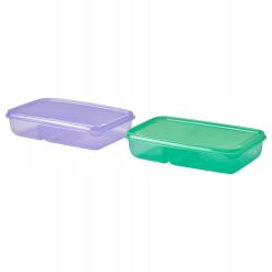 IKEA PRUTA Pojemnik z pokrywką, dzielony liliowy zielony, 22x14x5 2 sztuki