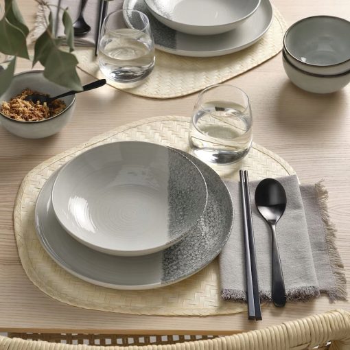 IKEA KRUSTISTEL Talerz głęboki,Zestaw 6 szt. wzór/szary, 19 cm - obrazek 3